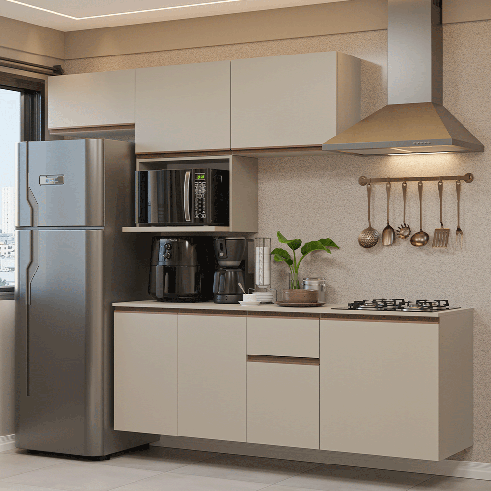 Cocina Integral 240 cm sin Patas Crema Nice 07