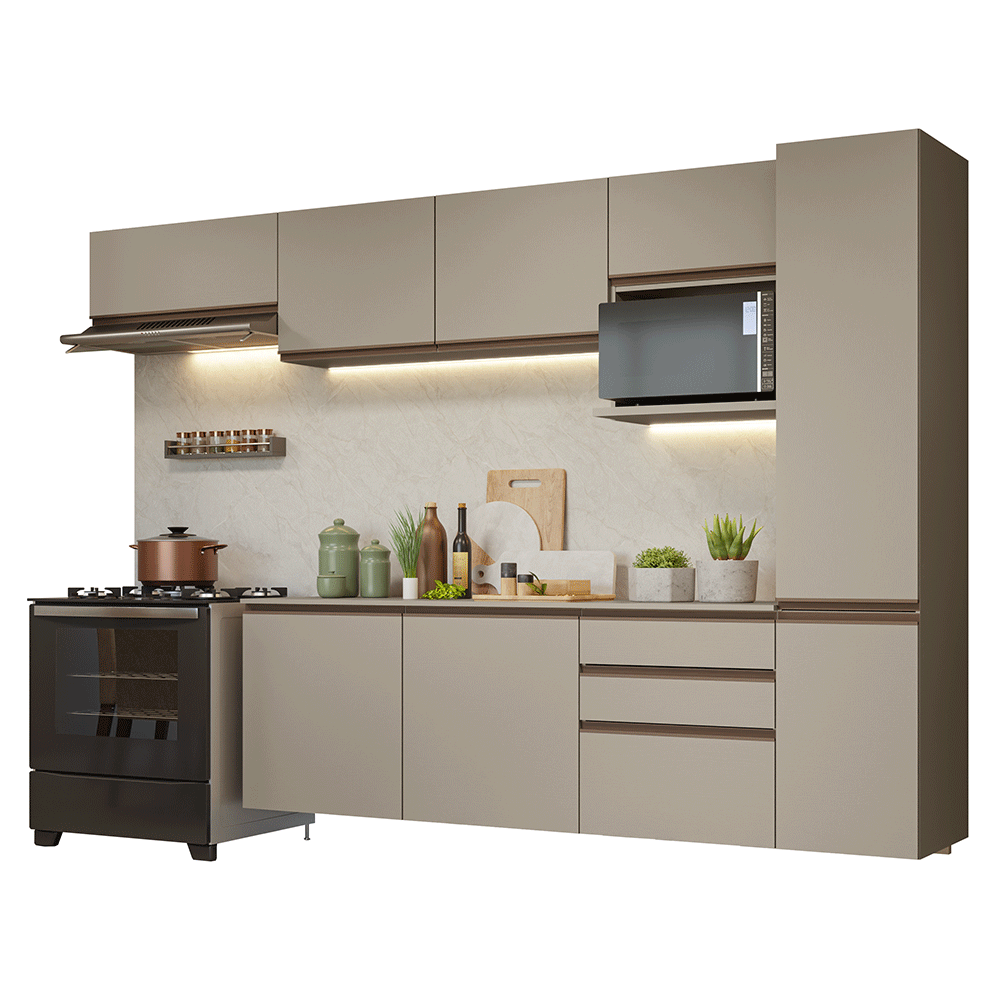 Cocina Integral 300cm Flotante Crema Nice Madesa 10