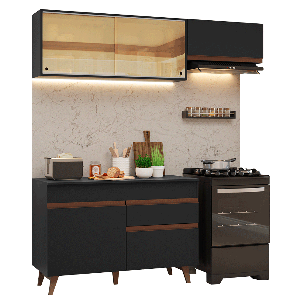 Cocina Compacta 190cm Negro Madesa 05