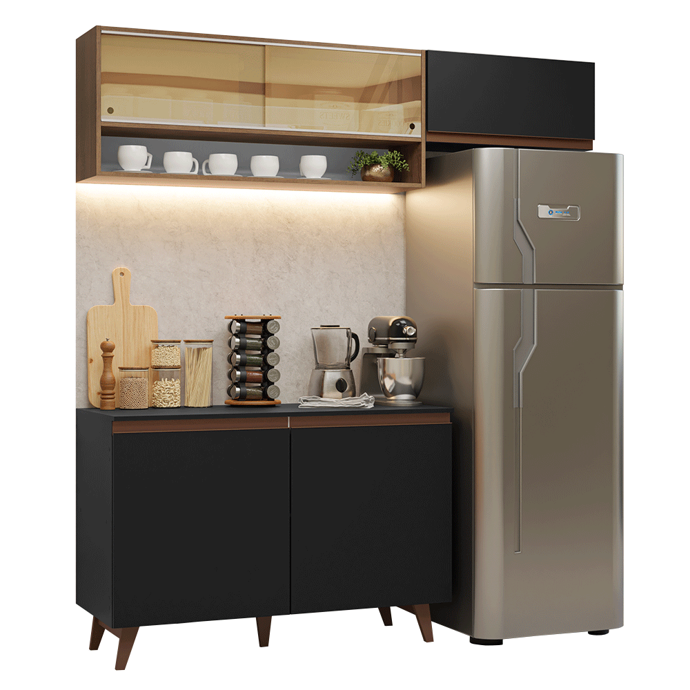 Cocina Integral 190cm Negro/Marrón Reims Madesa 07
