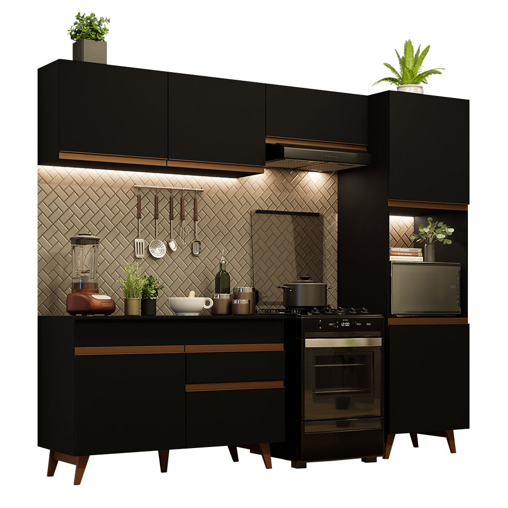 Cocina Integral 250cm Negro Reims Madesa 05