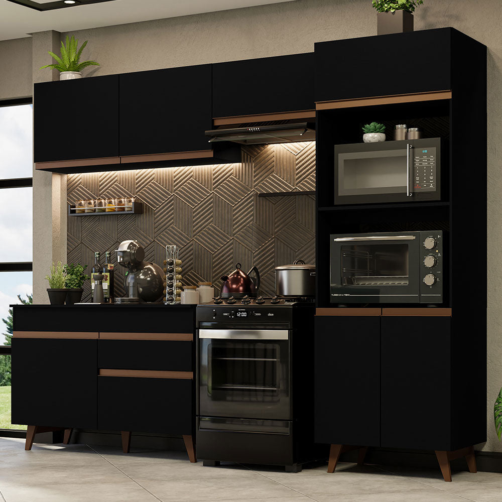 Cocina Integral Madesa Reims 260009 con Gabinete y Mueble Bajo Negro