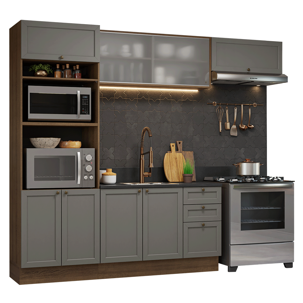 Cocina Integral 270 cm Marrón/Gris Vik Madesa 03