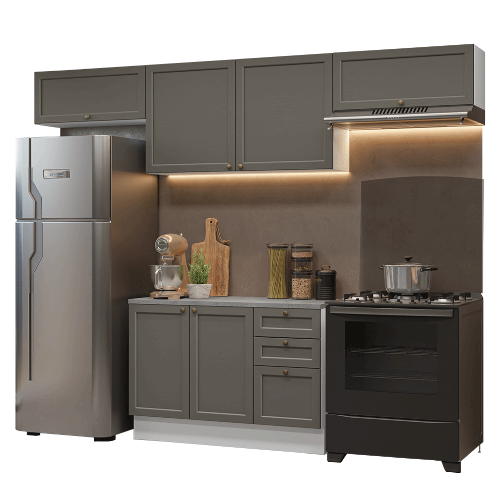 Cocina Integral 280 cm Blanco/Gris Vik Madesa 01