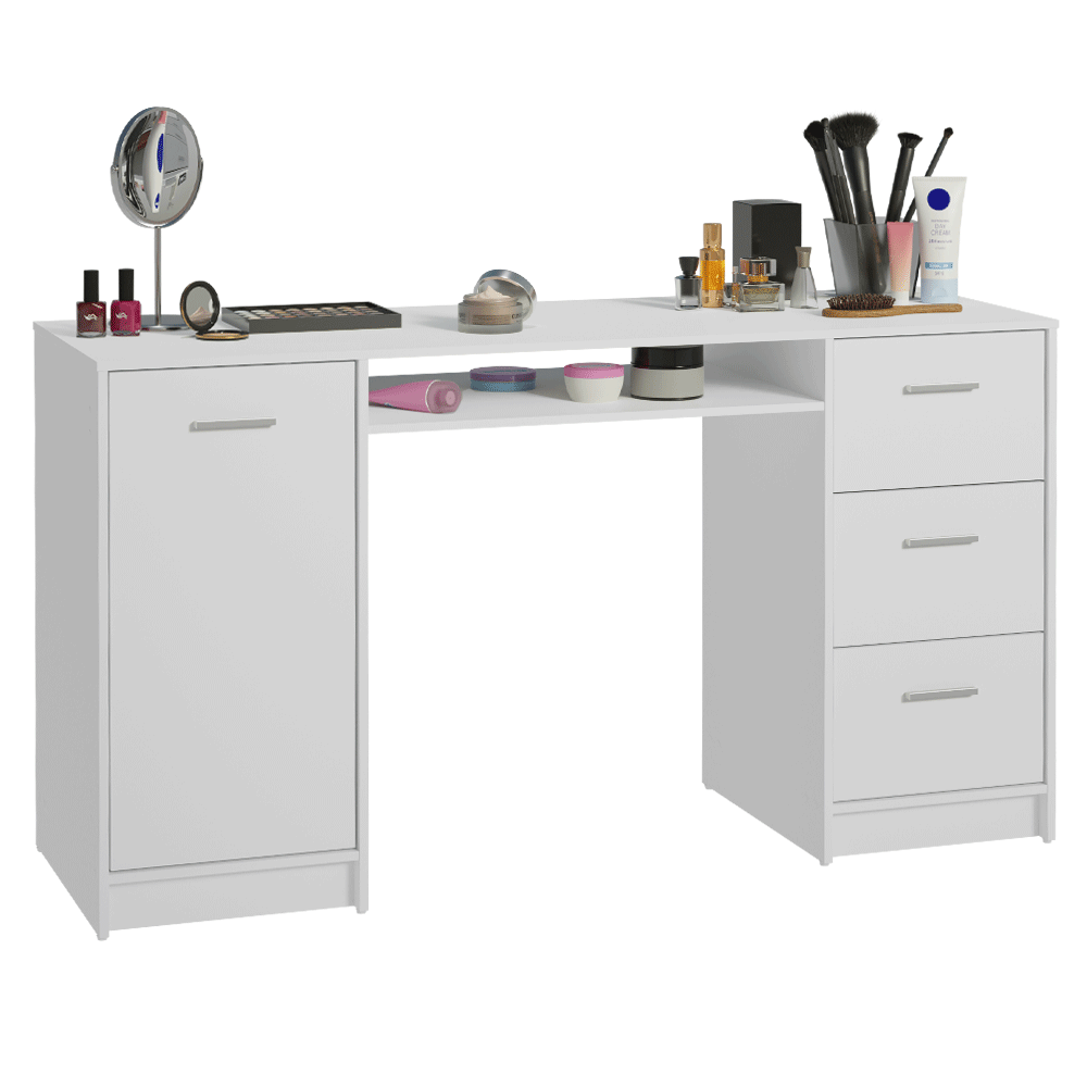 Escritorio Tocador 136cm 1 Puerta 3 Cajones Blanco