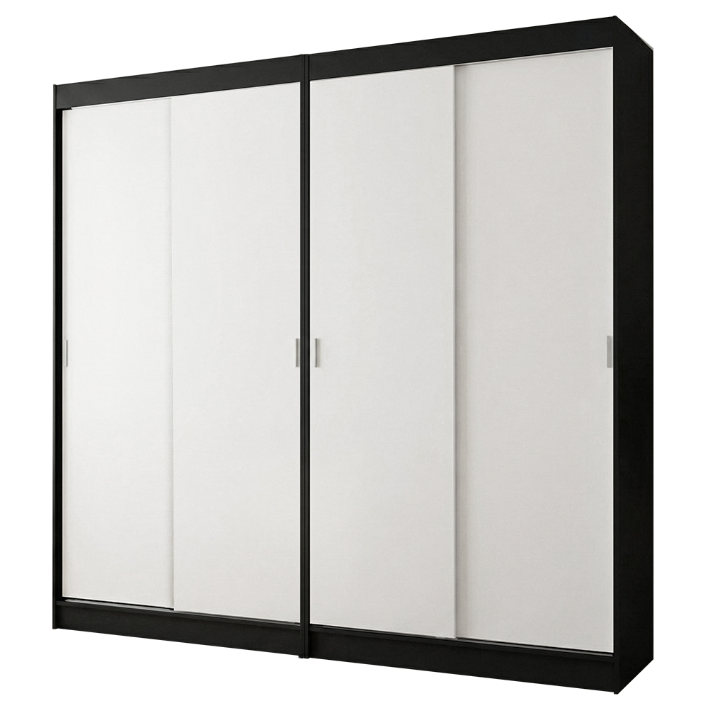 Conjunto de 2 Clósets 4 Puertas Corredizas Negro/Blanco Tokio Madesa