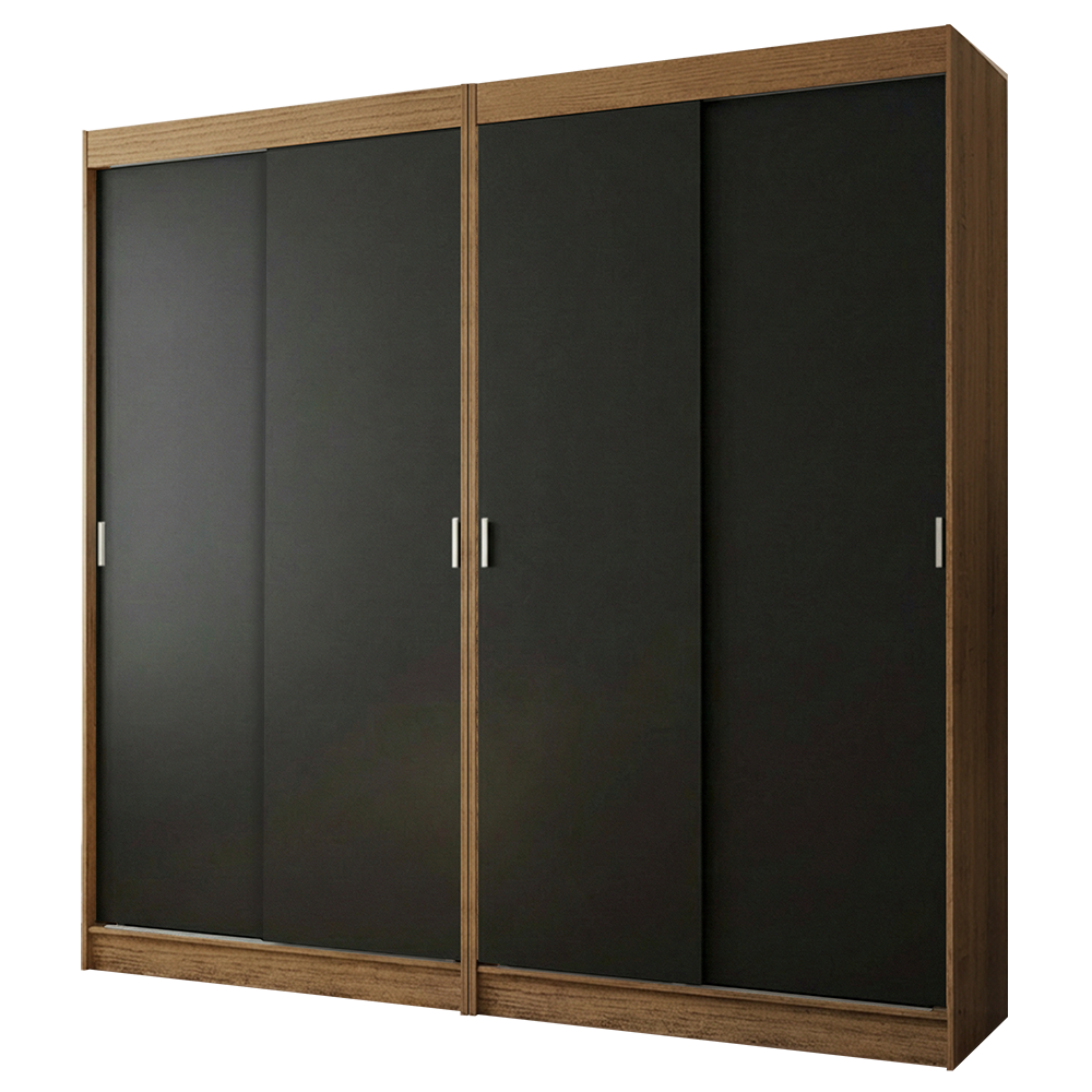 Conjunto de 2 Clósets 4 Puertas Corredizas Marrón/Negro Tokio Madesa