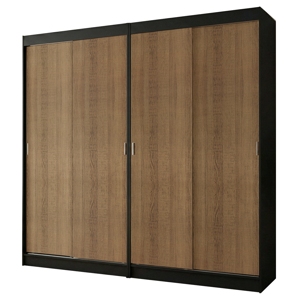 Conjunto de 2 Clósets 4 Puertas Corredizas Negro/Marrón Tokio Madesa