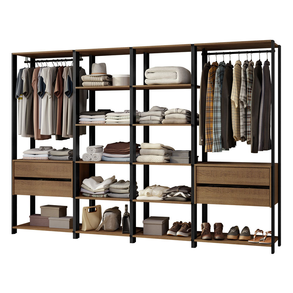 Clóset Modulado Valencia 4 Cajones 258cm Marrón/Negro 02