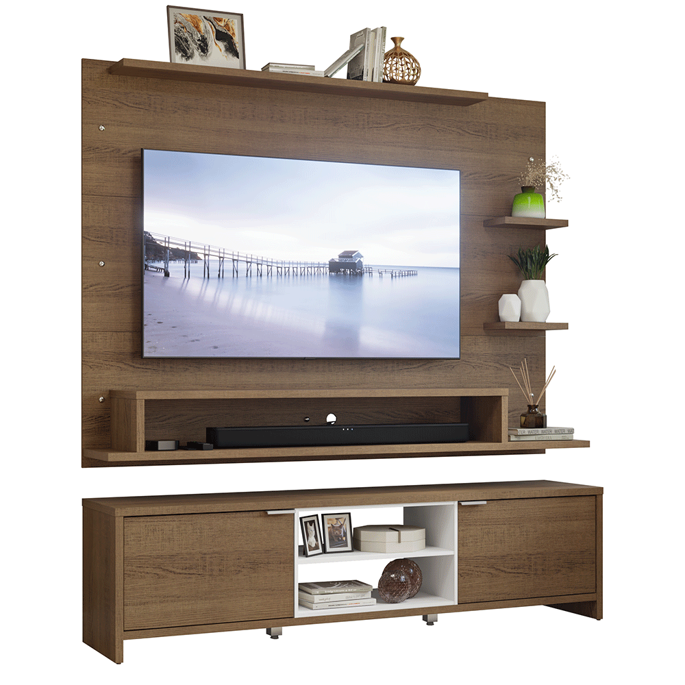 Mueble con Panel para TV hasta 60 Pulgadas 180 cm Marrón/Blanco Metz Madesa