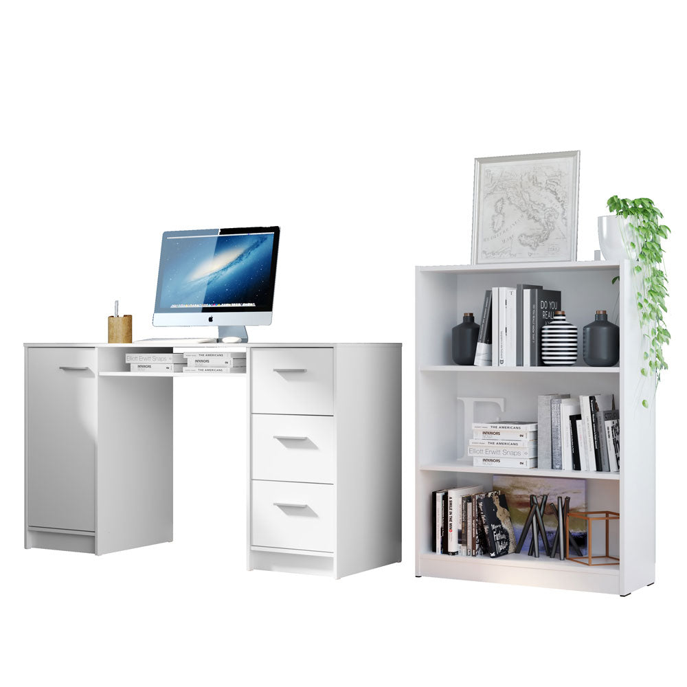Escritorio Alaska + Estante Librero 6907 Blanco