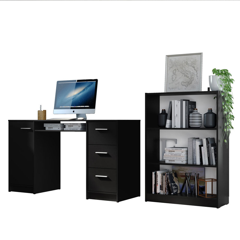 Escritorio Alaska + Estante Librero 6907 Negro