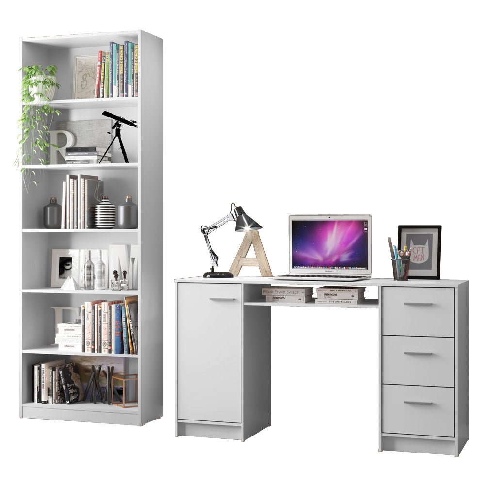 Escritorio Alaska + Estante Librero 6908 Blanco