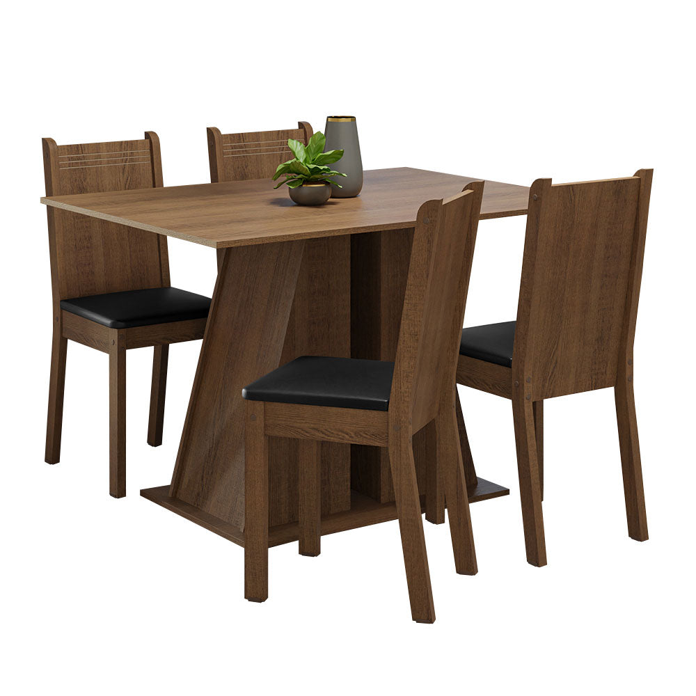 Juego de Comedor Mesa Encimera de Madera 4 Sillas Marrón/Negro Marilyn