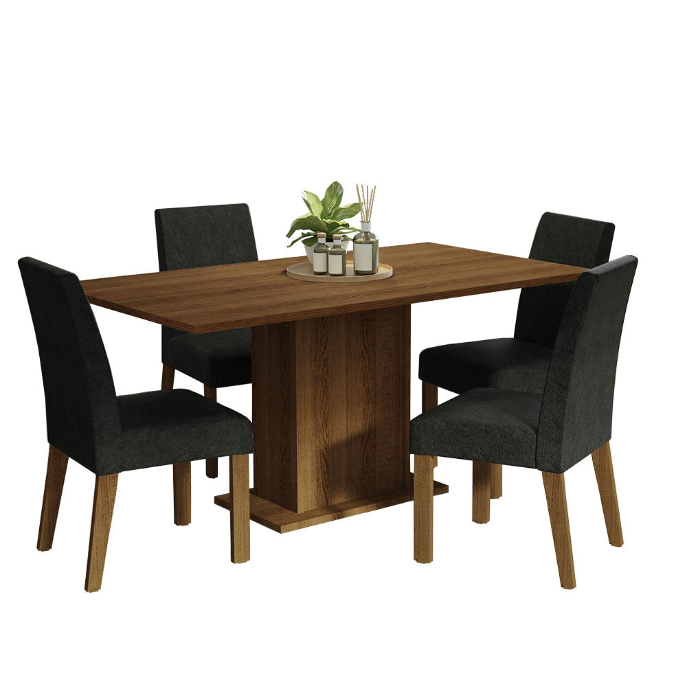 Juego de Comedor Mesa Encimera de Madera 4 Sillas Marrón/Oxford Keila