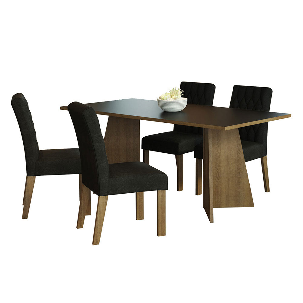 Juego de Comedor Encimera de Madesa 4 Sillas Marrón/Negro/Oxford Ruby