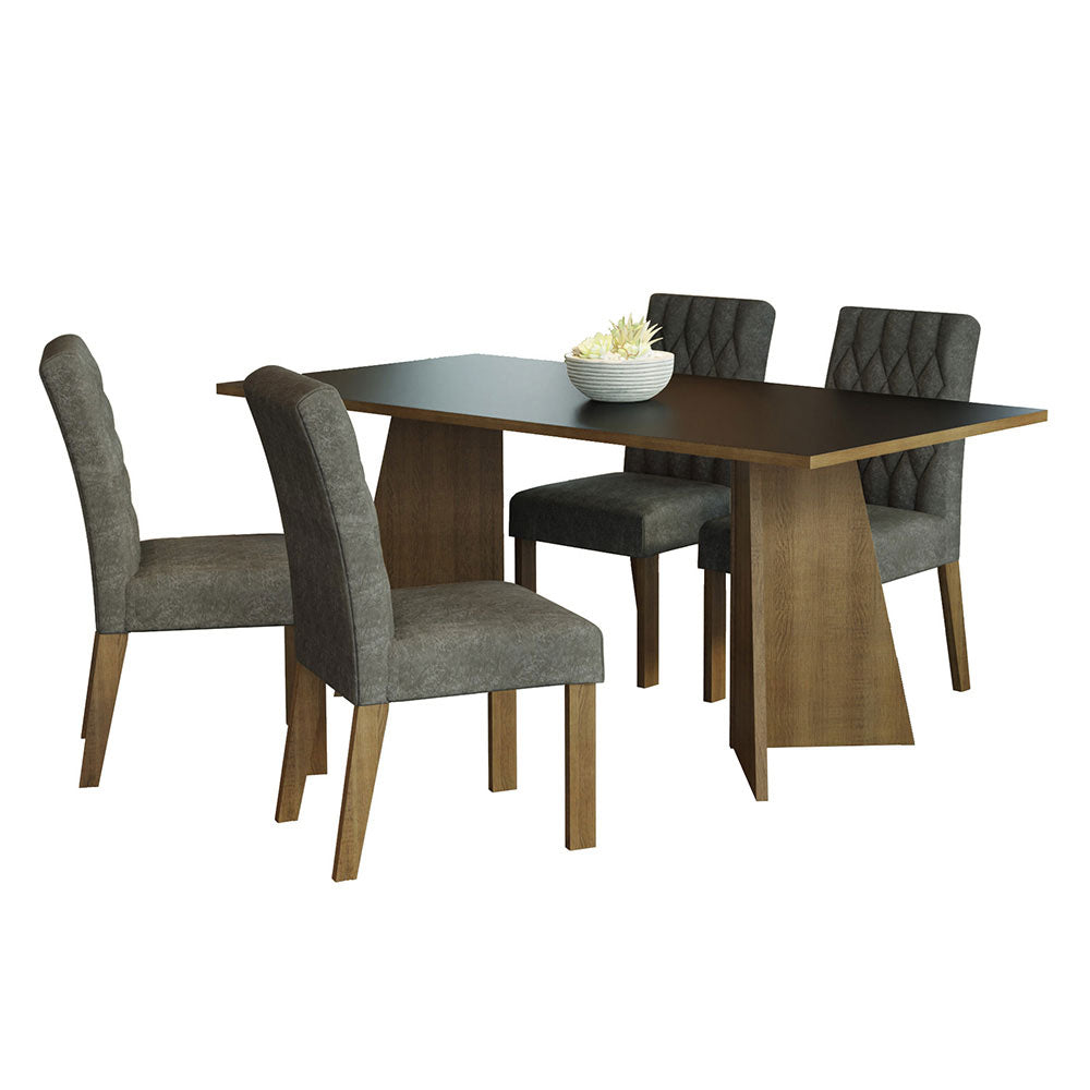 Juego de Comedor Encimera de Madesa 4 Sillas Marrón/Negro/Silver Ruby