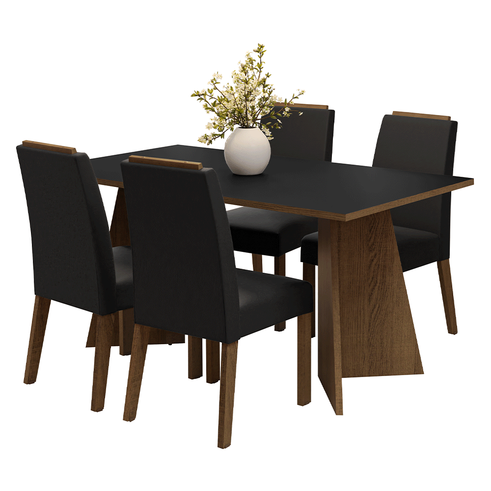 Juego de Comedor Encimera de Madera 4 Sillas Marrón/Negro/Oxford Évora Madesa