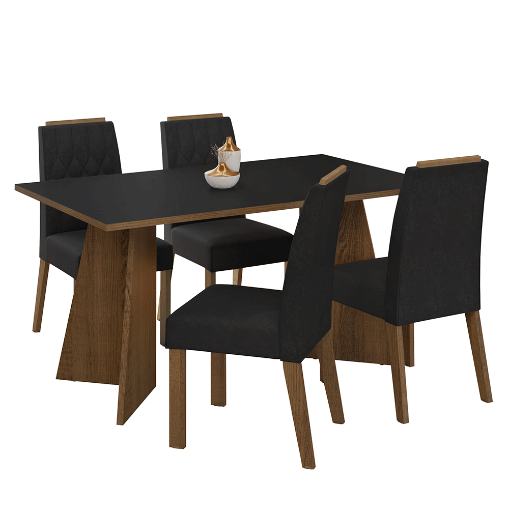 Juego de Comedor Encimera de Madera 4 Sillas Marrón/Negro/Oxford Tulum Madesa