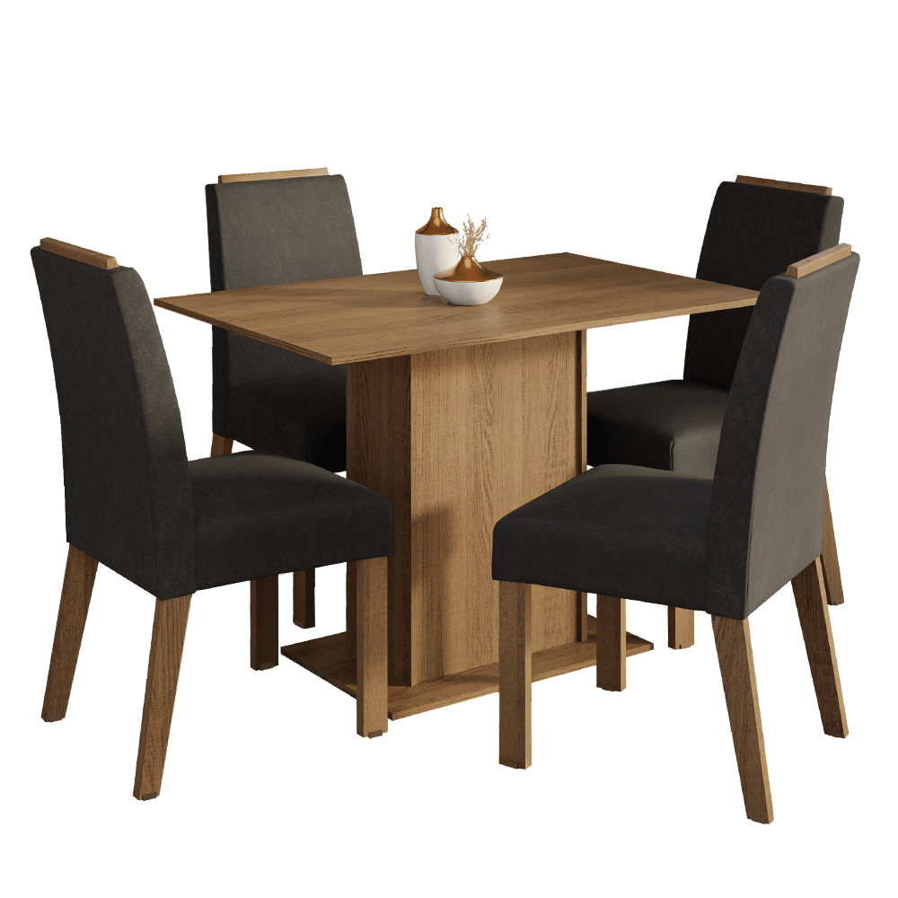 Conjunto de Comedor Encimera de Madera 4 Sillas Marrón/Oxford Acácia Madesa