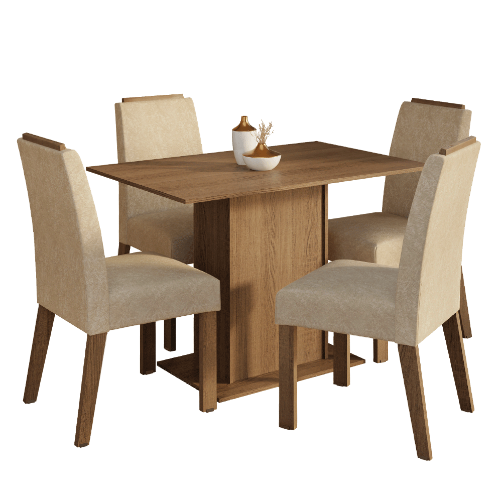 Conjunto de Comedor Encimera de Madera 4 Sillas Marrón/Imperial Acácia Madesa