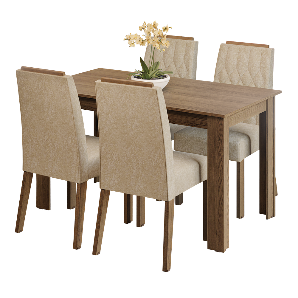 Conjunto de Comedor Encimera de Madera 4 Sillas Marrón/Imperial Hera Madesa