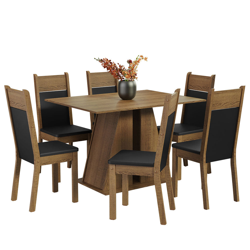 Juego de Comedor Mesa Encimera de Madera 6 Sillas Marrón/Negro Beverly