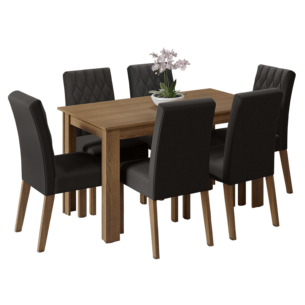 Juego de Comedor Mesa con Encimera de Madera 6 Sillas Marrón/Oxford Allegro