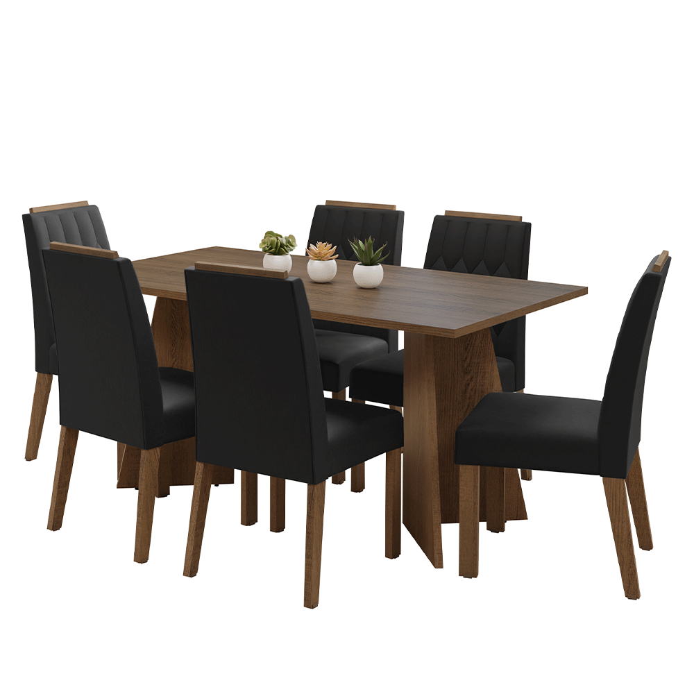 Juego de Comedor Encimera de Madera 6 Sillas Marrón/Oxford Leon Madesa
