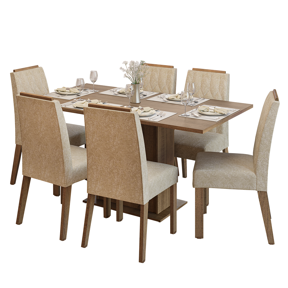 Conjunto de Comedor Encimera de Madera 6 Sillas Marrón/Imperial Bosque Madesa