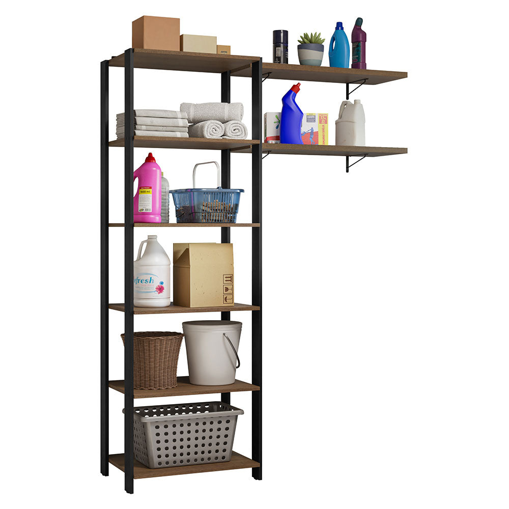 Estante Multiuso y Estantes para Lavadero 139cm Marrón/Negro