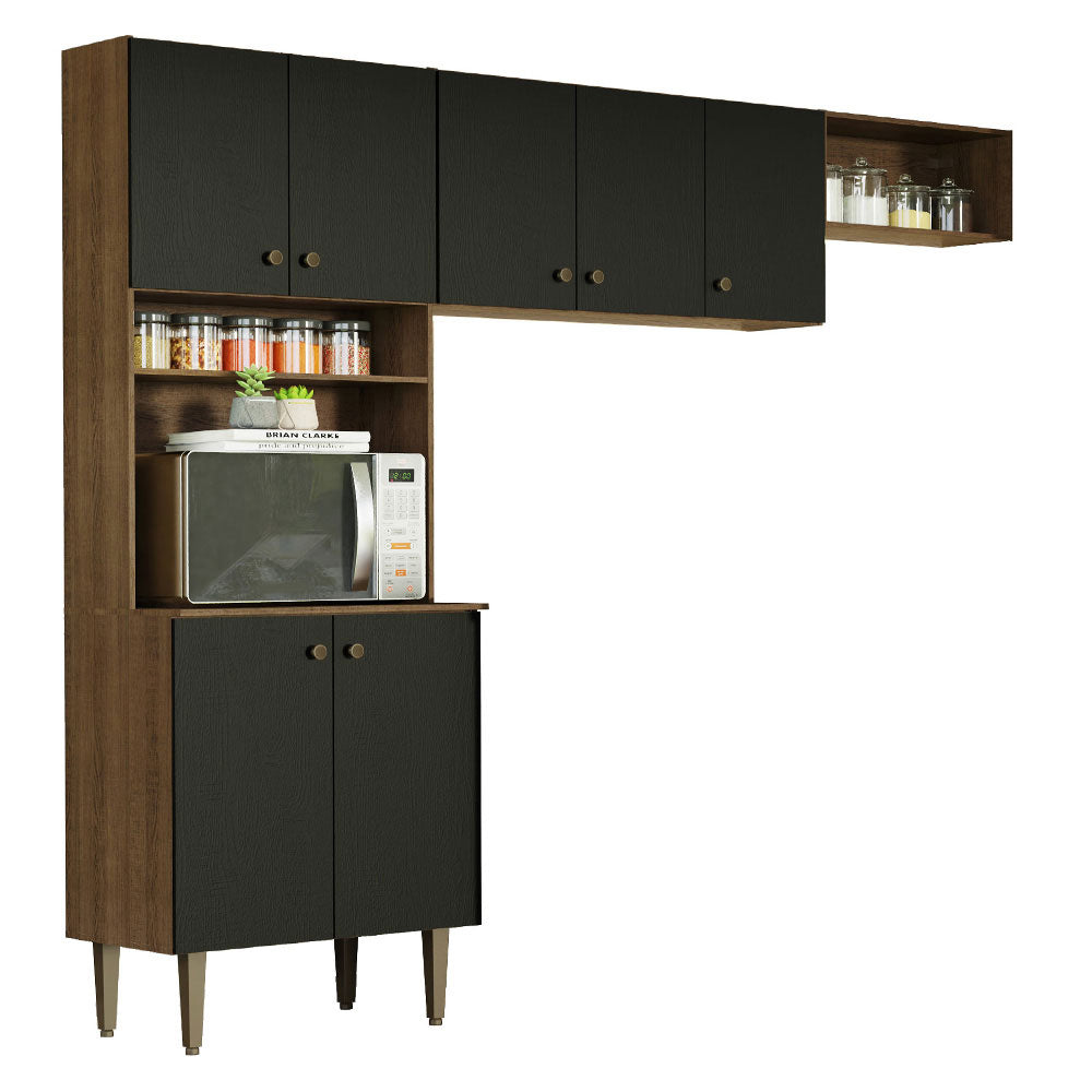 Armario Cocina Compacta 235cm Marrón/Negro Gourmet 01