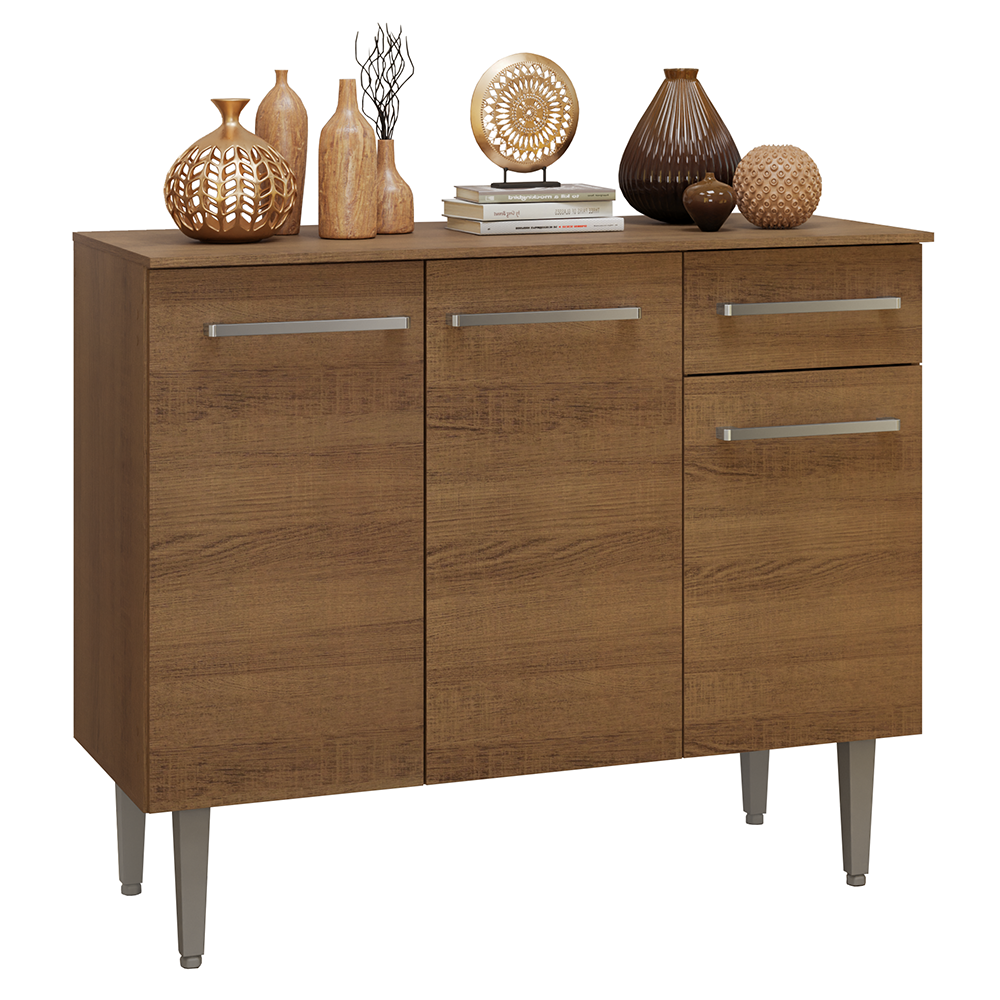 Credenza Bufetera 105cm 3 Puertas 1 Cajón Marrón