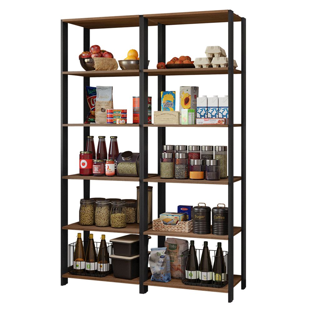 Kit con 2 Estantes Despensero 5 Niveles 118cm Marrón/Negro