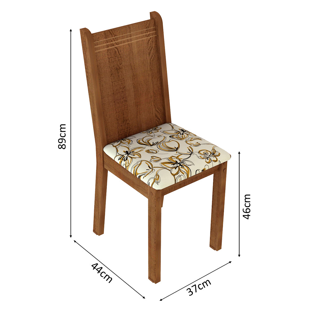 Juego de Comedor Megan Mesa con Encimera y 6 Sillas Marrón/Lírio Beige