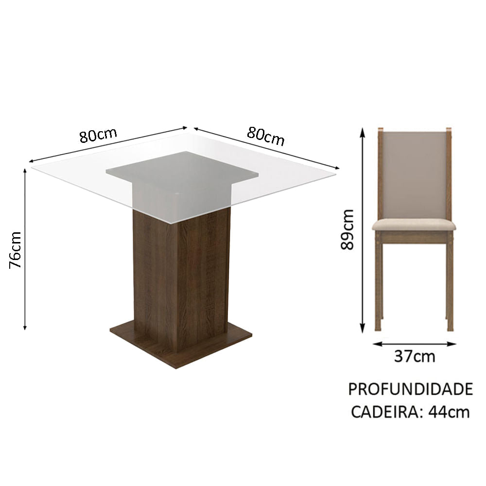 Juego de Comedor Mesa con Encimera de Vidrio y 4 Sillas Marrón/Crema/Beige Aline