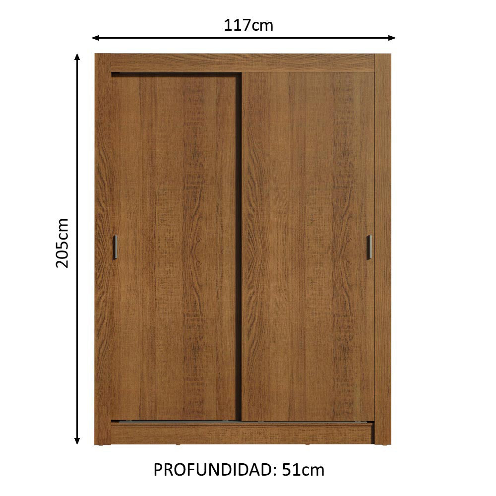 Clóset Soltero Denver 2 Puertas Corredizas Marrón