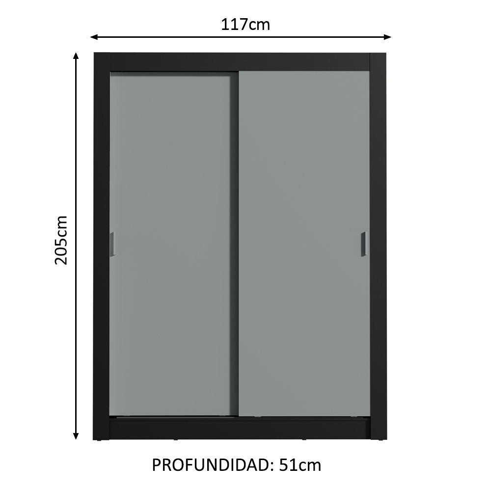 Clóset Soltero Denver 2 Puertas Corredizas Negro/Gris