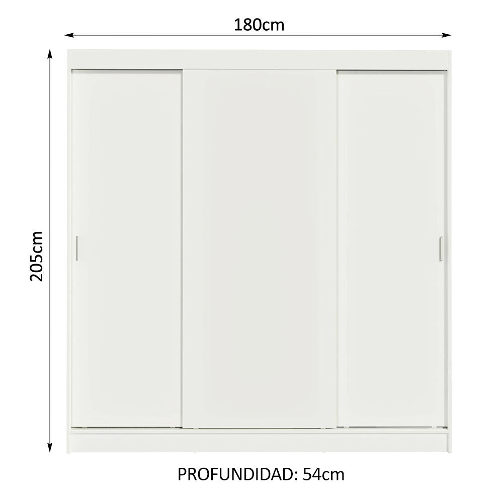 Clóset Matrimonial Reno 3 Puertas Corredizas - Blanco