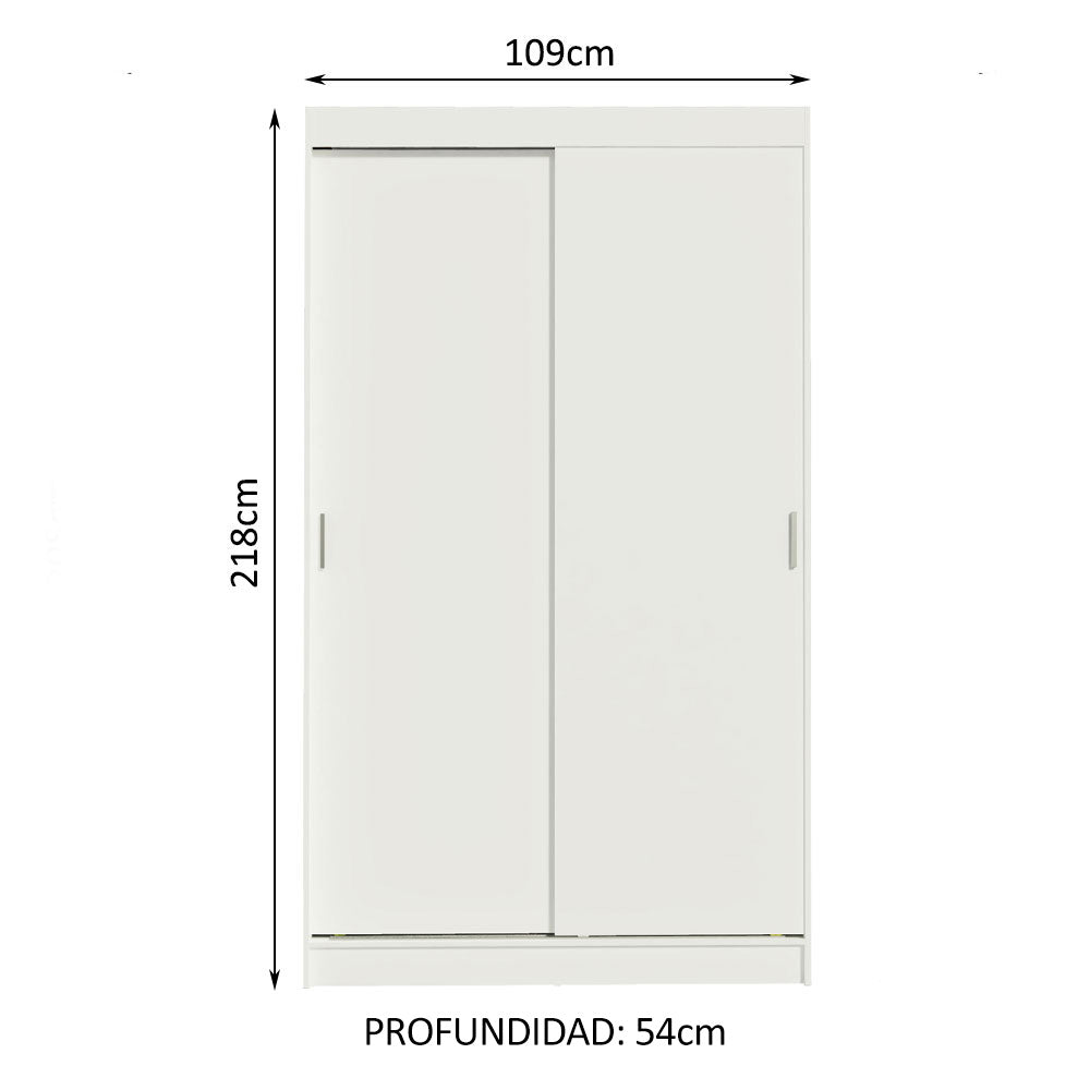 Clóset Soltero Tokio 2 Puertas Correderas 2 Cajones Blanco
