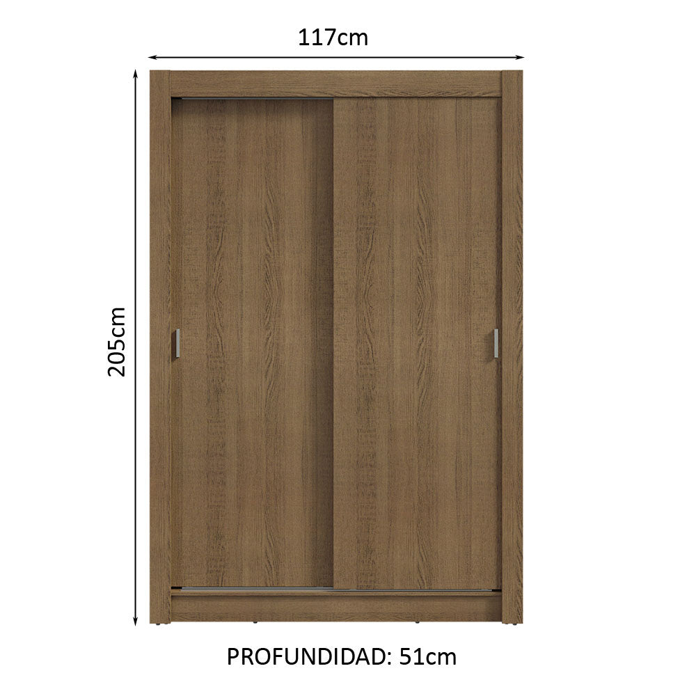Clóset Soltero 2 Puertas Corredizas 2 Cajones Marrón Vivare