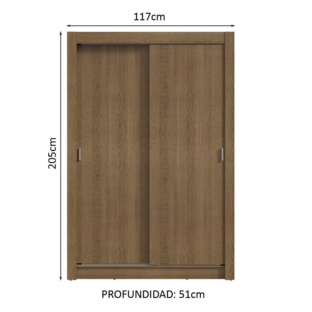 Clóset Soltero 2 Puertas Corredizas 4 Cajones Marrón Vivare Plus