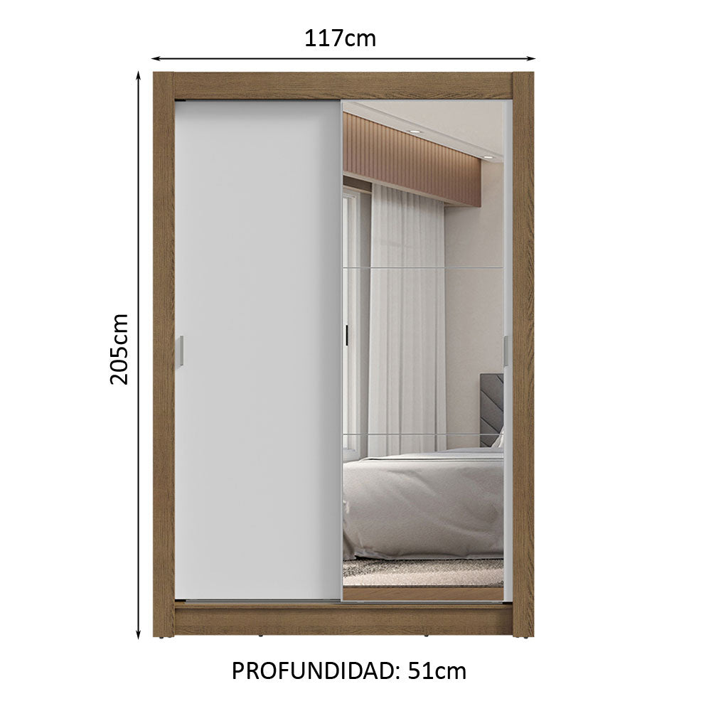 Clóset Soltero 2 Puertas Corredizas 2 Cajones Marrón/Blanco Vivare