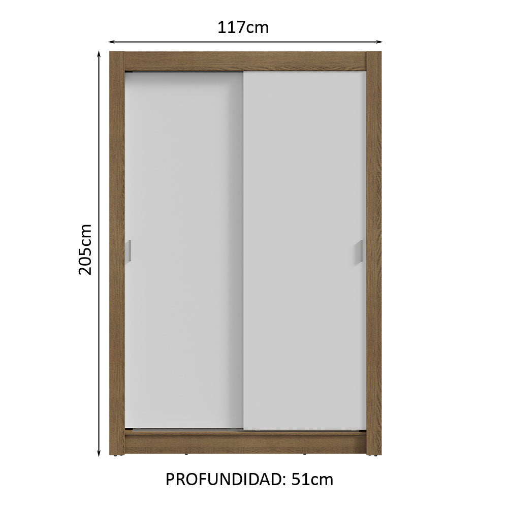 Clóset Soltero 2 Puertas Corredizas 2 Cajones Marrón/Blanco Vivare
