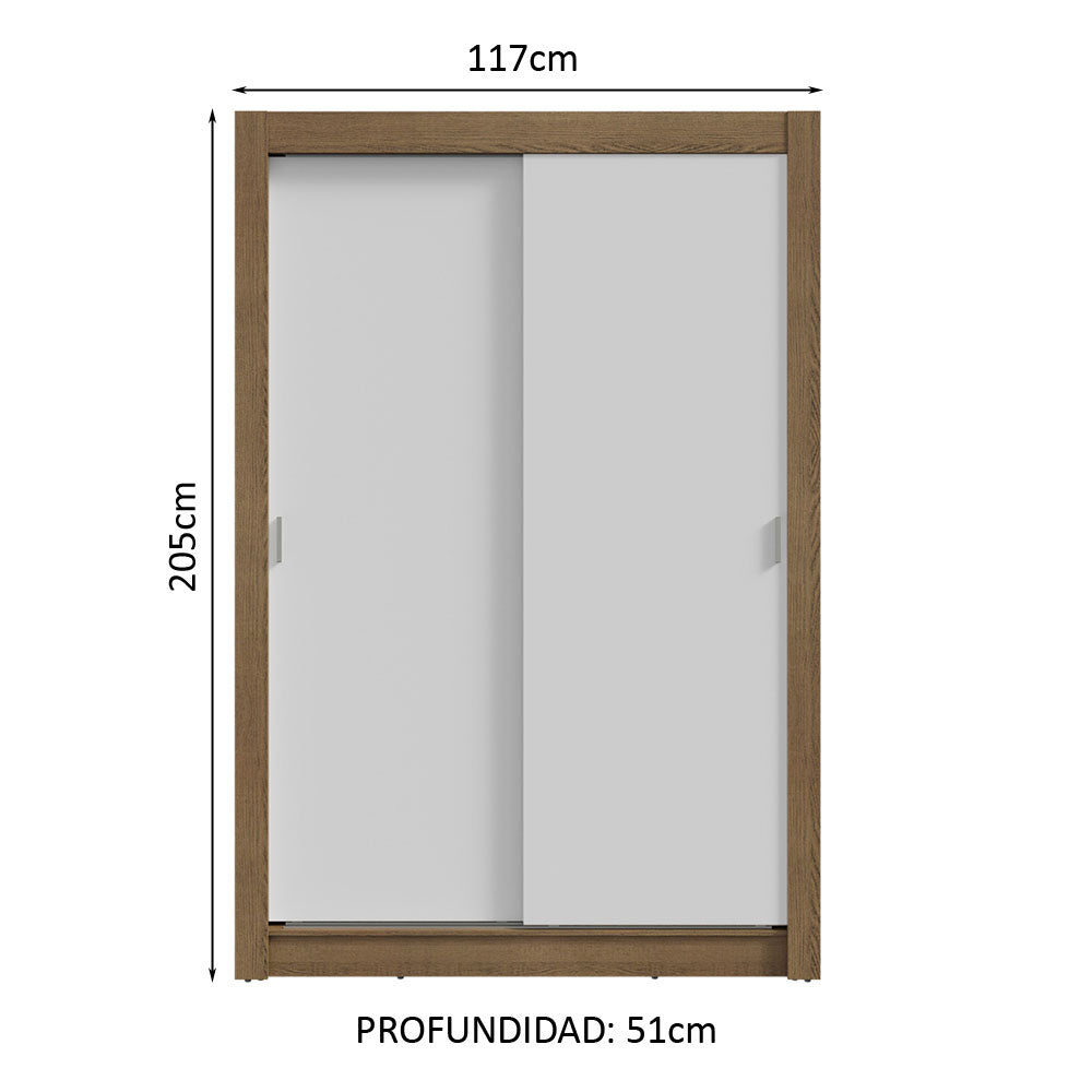 Clóset Soltero 2 Puertas Corredizas 4 Cajones Marrón/Blanco Vivare Plus