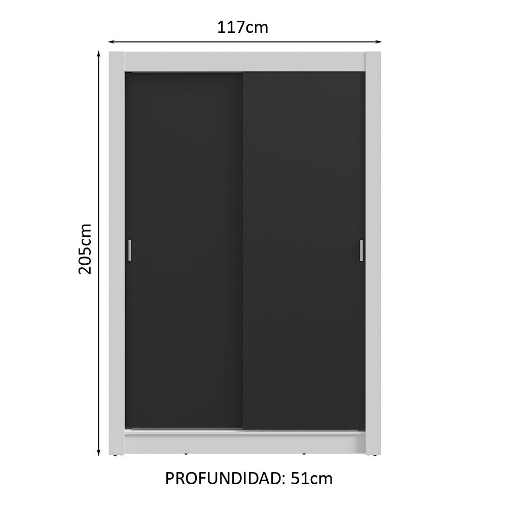 Clóset 2 Puertas Corredizas 4 Cajones Blanco/Negro Vivare Plus