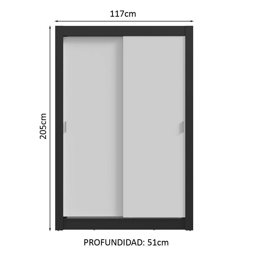 Clóset 2 Puertas Corredizas 2 Cajones Negro/Blanco Vivare