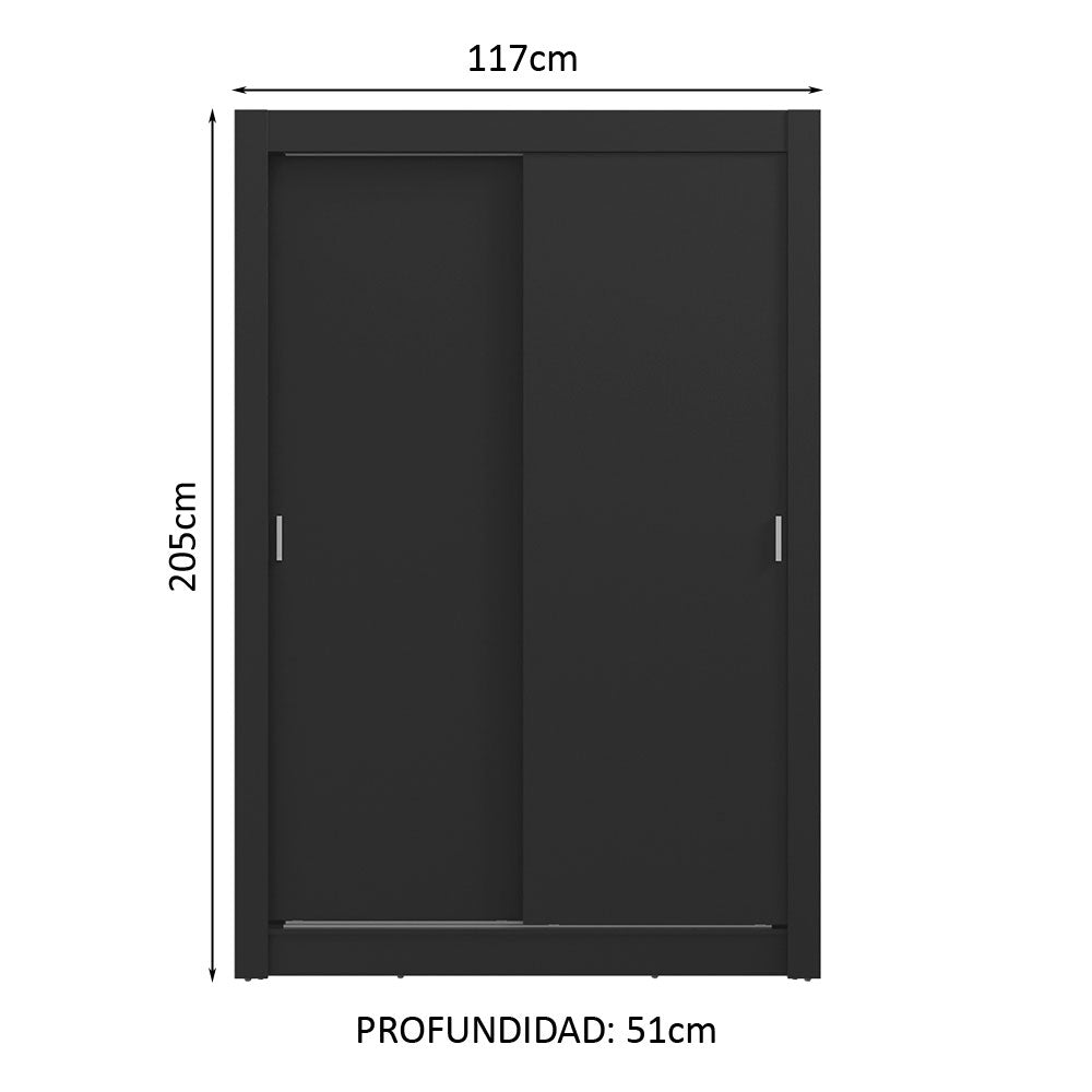 Clóset 2 Puertas Corredizas 2 Cajones Negro Vivare