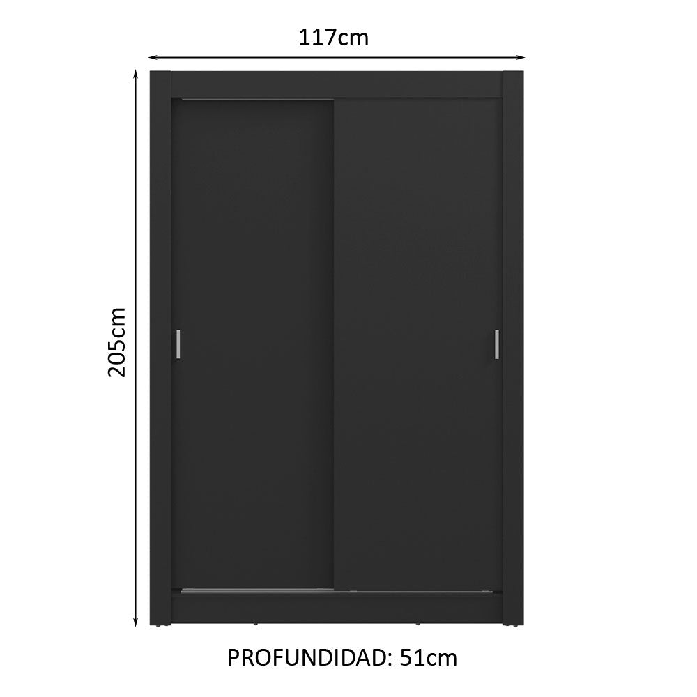 Clóset 2 Puertas Corredizas 4 Cajones Negro Vivare Plus