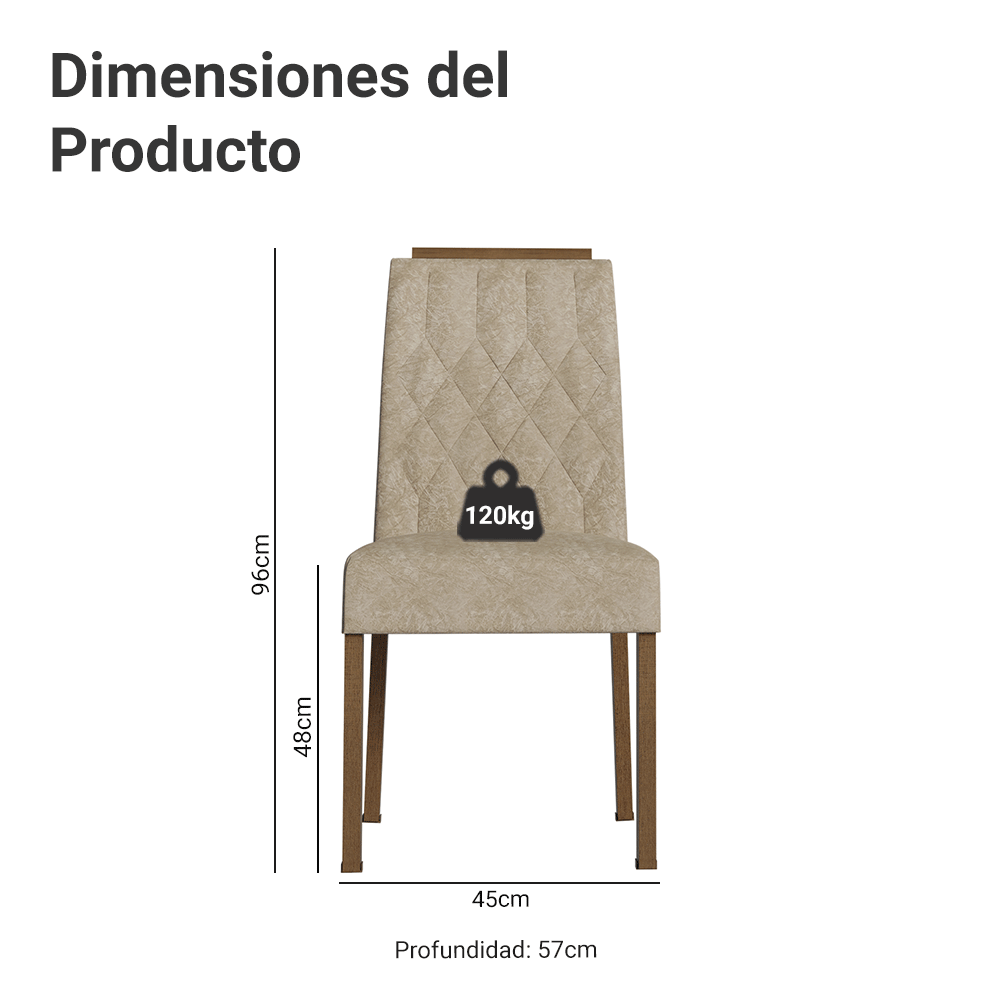 Combo 2 Sillas de Comedor 4256 con Detalle Amaderado Marrón/Imperial Madesa